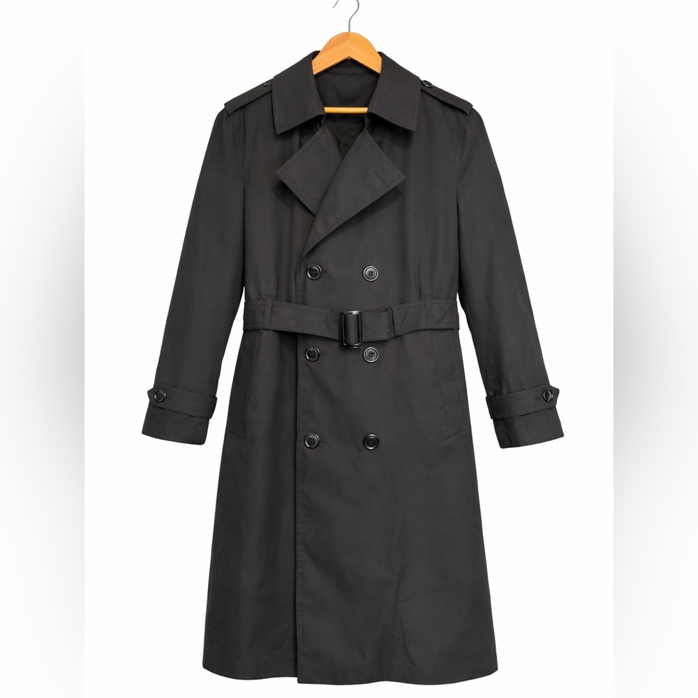 US Military Black Trench Coat 40R Removable Liner All Weather